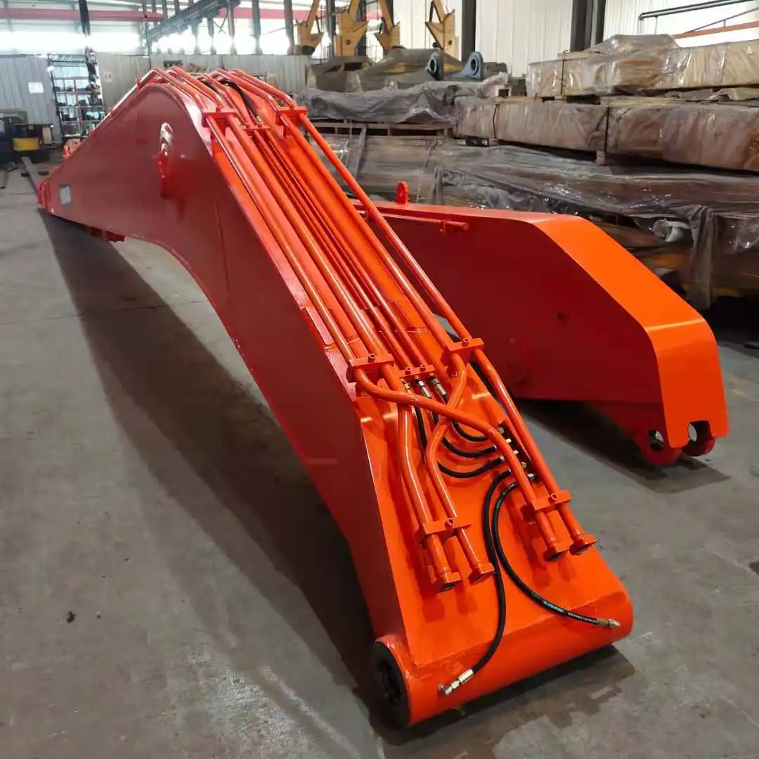 How long is the boom on a long-reach excavator?